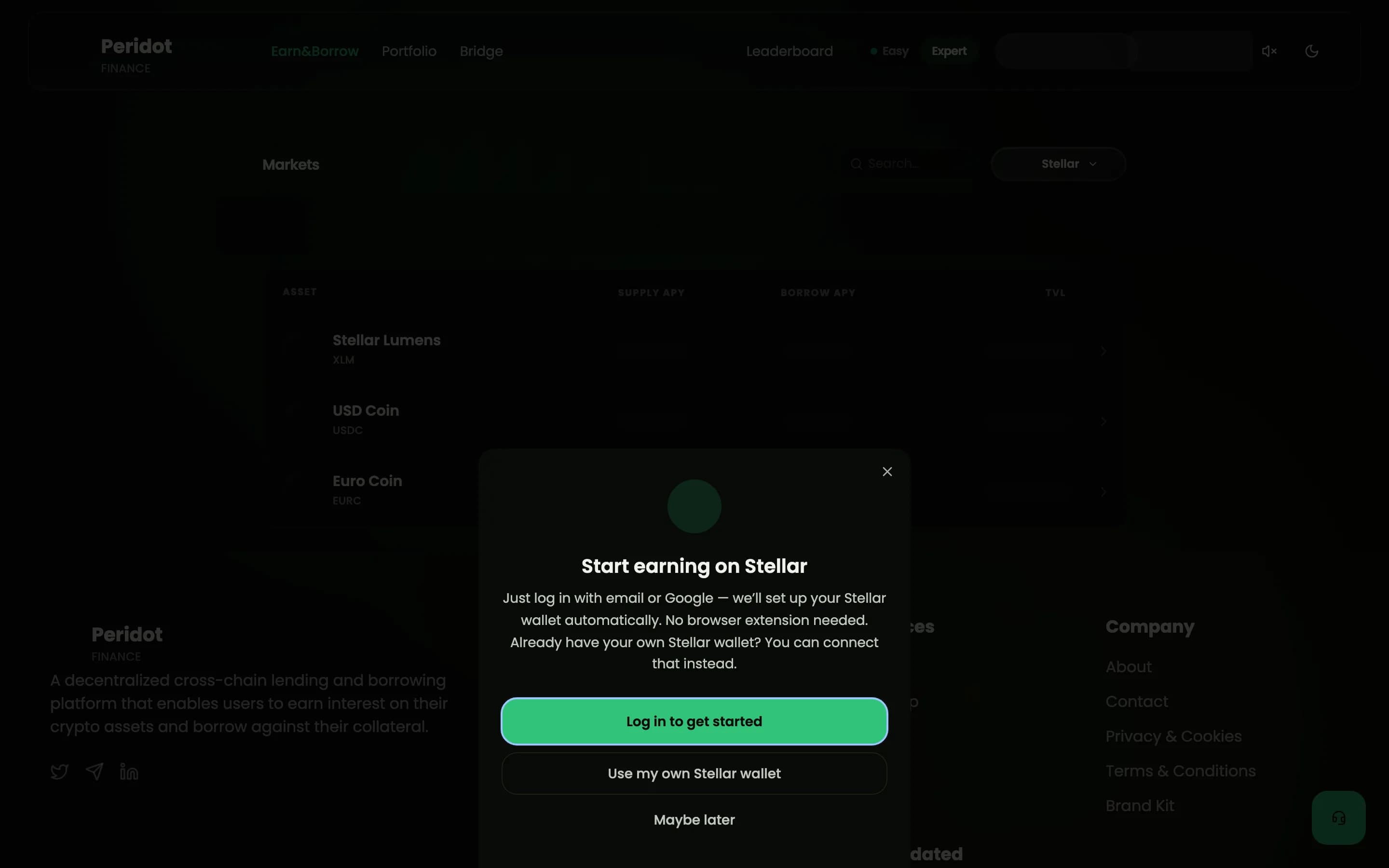 Connect wallet: chooser – desktop
