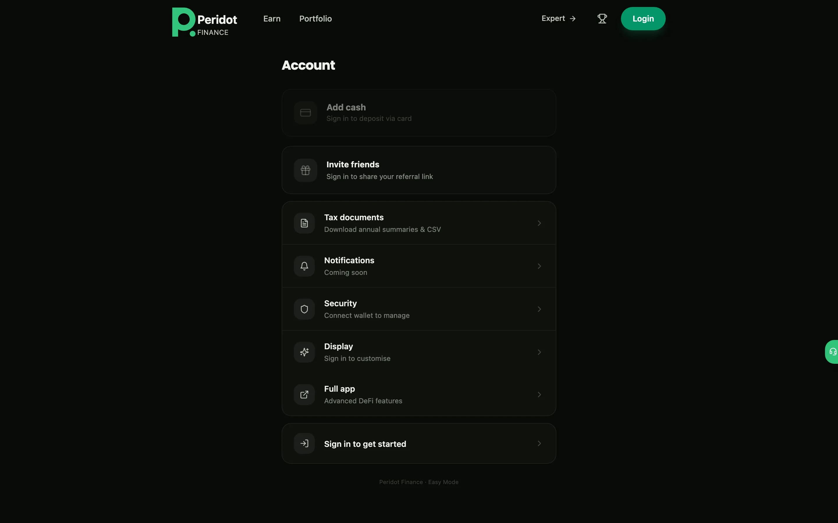 Account & settings – desktop