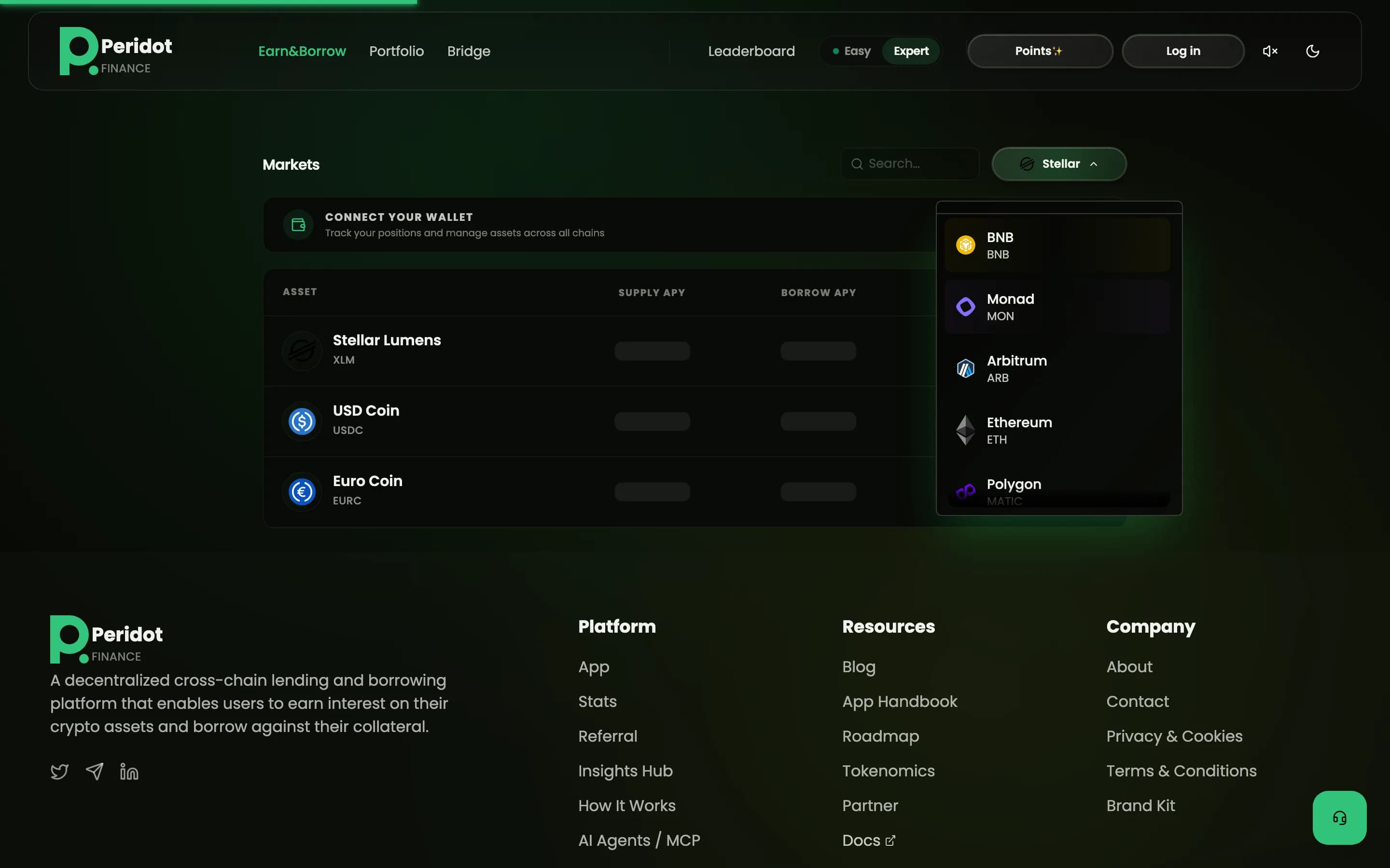 Network selector – desktop