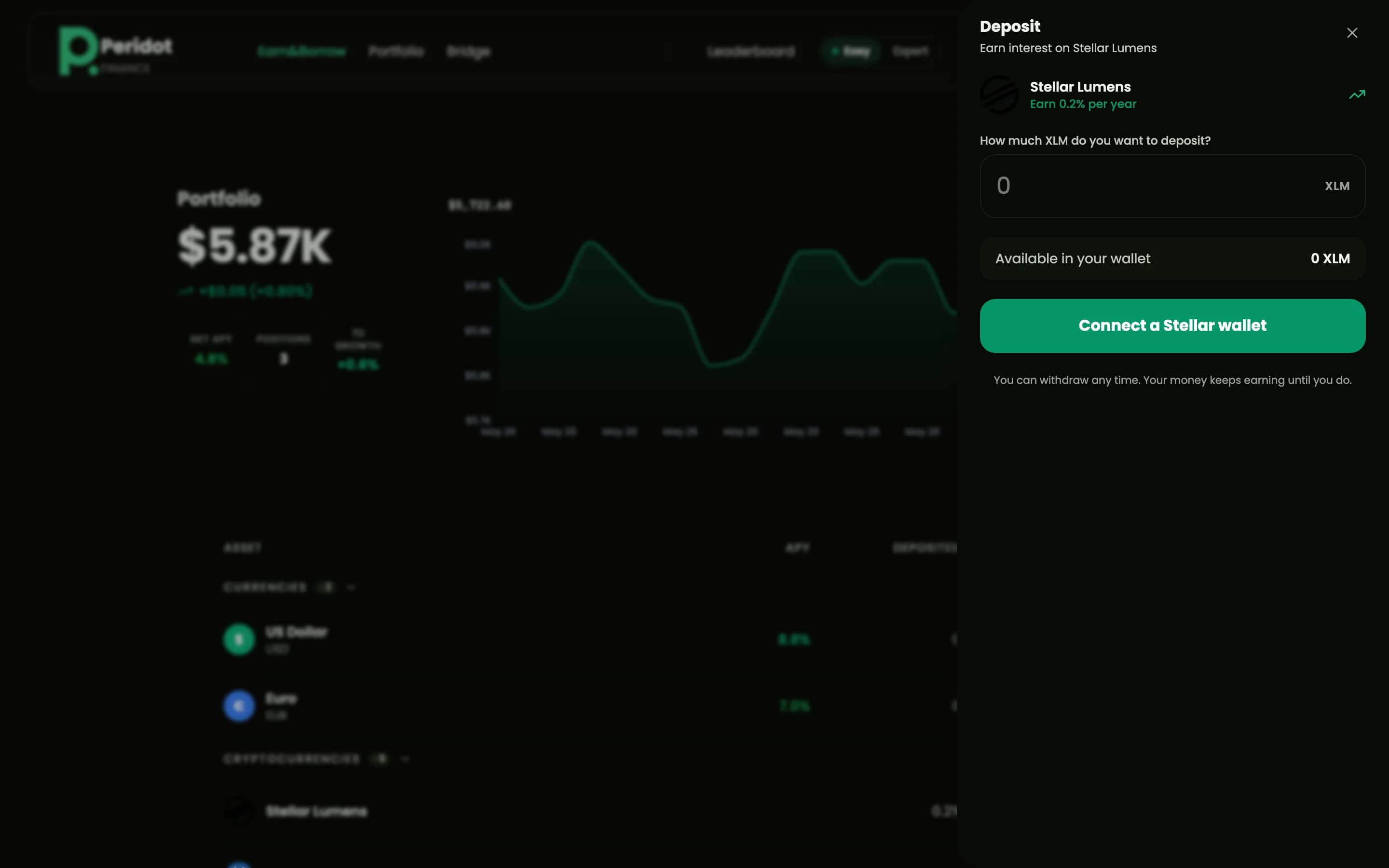 Deposit sheet – desktop